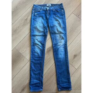 Paige‎ Denim Women's Blue Distressed Straight Leg Jeans Size 24